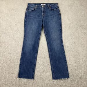 Levi's 505 Straight Leg Cropped Jeans Frayed Hem Stretch Size 12